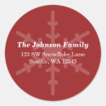 Red Winter Snowflake Custom Address Label Sticker