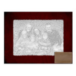 Red wood leather tag postcard