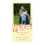 Red + yellow floral damask wedding save the date customised photo card