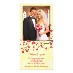 Red + yellow floral damask wedding thank you photo custom photo card