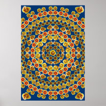 RED & YELLOW PRICKLY PEAR CACTUS MANDALA 2 PRINT