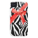 Red Zebra bow Iphone4s Case Case-Mate iPhone 4 Cases