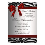 Red Zebra Bow Sweet Sixteen Birthday Party Personalized Announcement