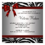 Red Zebra Girl Womans Birthday Party Personalized Invitation