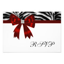 Red Zebra Red Bow RSVP Personalized Announcements