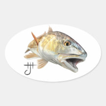 Redfish Strike Oval Sticker