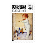 Redhead Baby Boy Blowing Horn to Soldiers Stamps