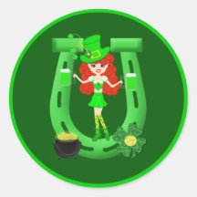 Redhead Girl Leprechaun Sticker