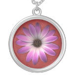 RedLeather, MagentaDaisy Personalized Necklace