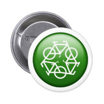 Reduce Reuse Recycle Green Bicycle Button