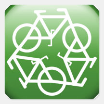 Reduce Reuse Recycle Green Bicycle Square Sticker
