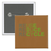 Reduce Reuse Recycle Pinback Button