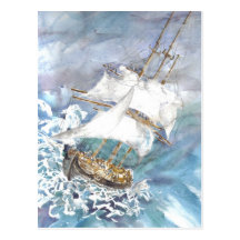 'Reefing' Postcard
