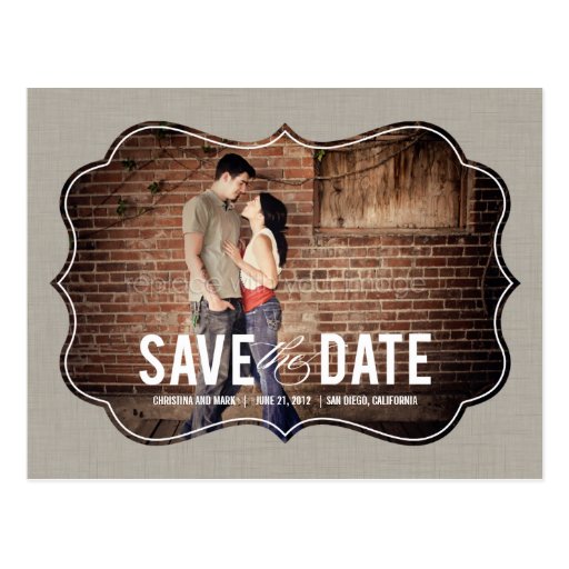 Refined Elegance Save The Date Postcard - Khaki