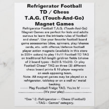 Refrigerator Football TD TAG Magnet Game Custom Flyer