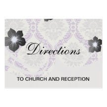 regal purple grey and cream damask design business cards