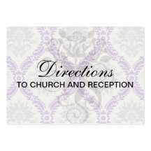 regal purple grey and cream damask design business card