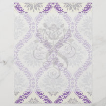 regal purple grey and cream damask design flyer design