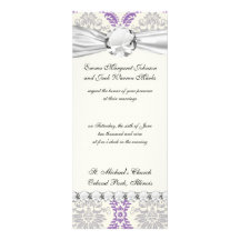 regal purple grey and cream damask design invitation