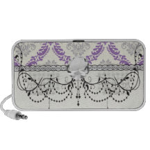 regal purple grey and cream damask design notebook speaker