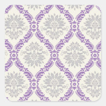 regal purple grey and cream damask design sticker