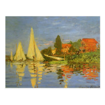 Regatta at Argenteuil, Monet Vintage Impressionism Postcards