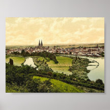 Regensburg, Bavaria, Germany classic Photochrom Poster