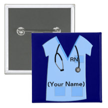 Registered Nurse Name Badge Button Bue