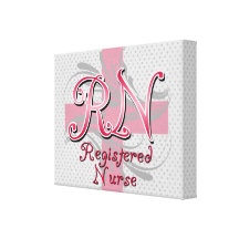Registered Nurse, Pink Cross Swirls Stretched Canvas Prints