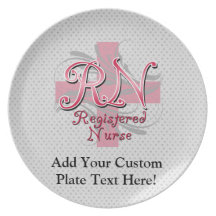 Registered Nurse, Pink Cross Swirls Dinner Plate