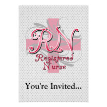 Registered Nurse, Pink Cross Swirls Personalised Announcement