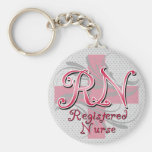 Registered Nurse, Pink Cross Swirls Key Chain