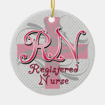 Registered Nurse, Pink Cross Swirls Christmas Ornament