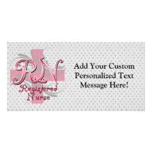 Registered Nurse, Pink Cross Swirls Photo Greeting Card