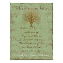 Rehearsal Dinner Golden Oak Tree Post Card