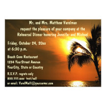Rehearsal Dinner Tropical Sunset Custom Invites