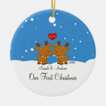 Reindeer Couple Our First Christmas Ornament