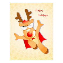 Reindeer Rudolph batman happy holidays Postcard