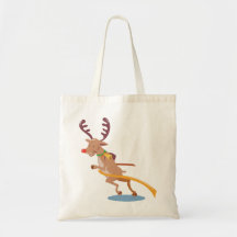 reindeer running canvas bags