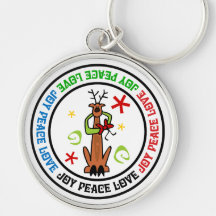 Reindeer Stars & Swirls Cartoon Keychain