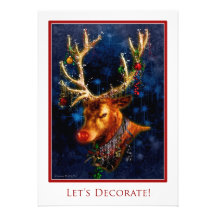 Reindeer Tree Trimming Party Custom Invitation