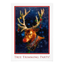 Reindeer Tree Trimming Party Custom Invitation