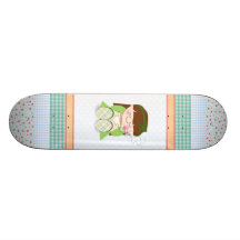 Relax! Cute Kawaii Girl Relaxing with Tea / Coffee Skateboard Decks
