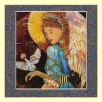 Renaissance Angel & Dove Christmas Invitation invitations