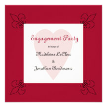 Renaissance Style Fleur de Lis Engagement Invitation