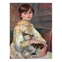 Renoir Art Postcard: Mlle. Julie Manet with Cat