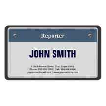 Reporter Cool Car License Plate Business Card Template