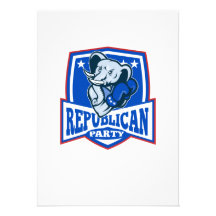 Republican Elephant Mascot Boxer Shield Personalized Invites