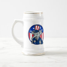 Republican Elephant Mascot Thumbs Up USA Flag Mug