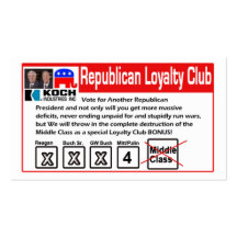 Republican Loyalty Club Card Business Card